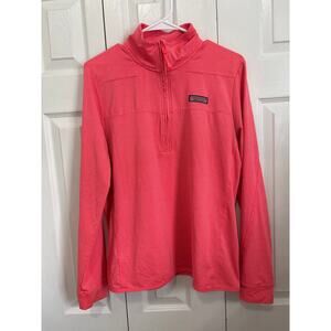 Vineyard Vines Hot Pink Stripe Shep Pullover Half Zip Shirt Medium